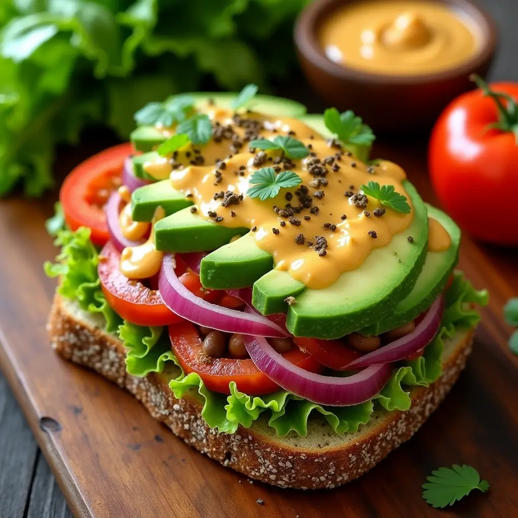 Avocado and Black Bean Sandwich with Chipotle Mayo