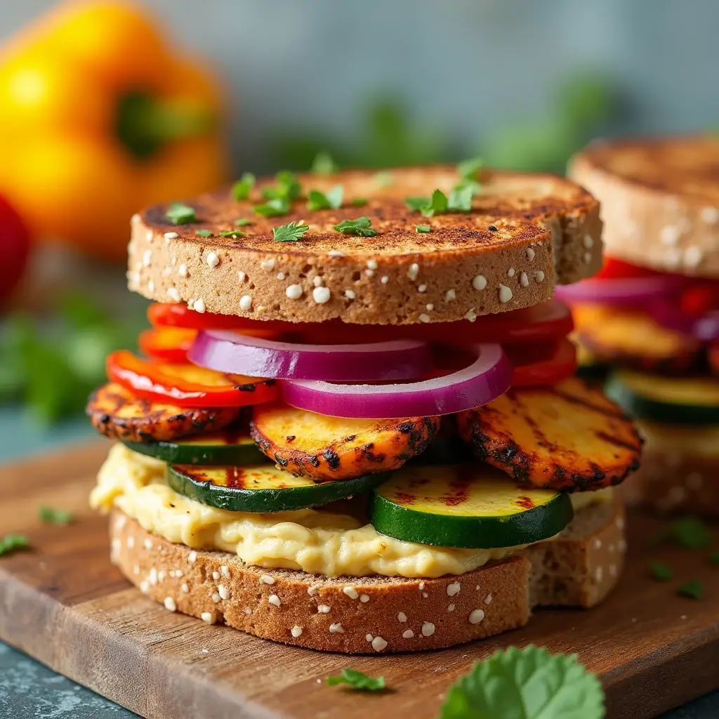 Grilled Halloumi and Veggie Sandwich