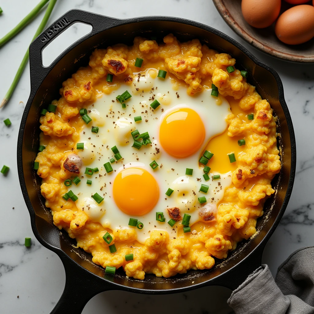 Cheesy Potato Egg Scramble