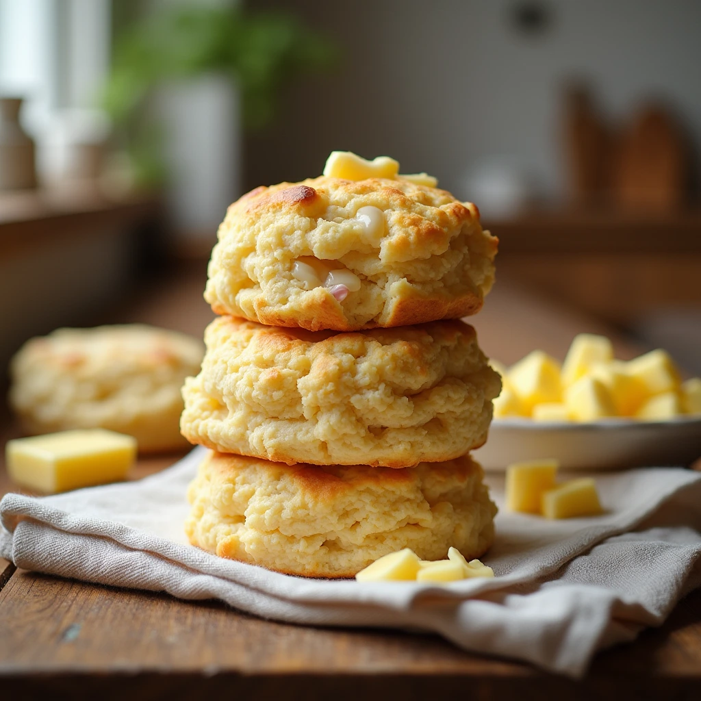 Savory Ham and Cheese Butter Biscuits