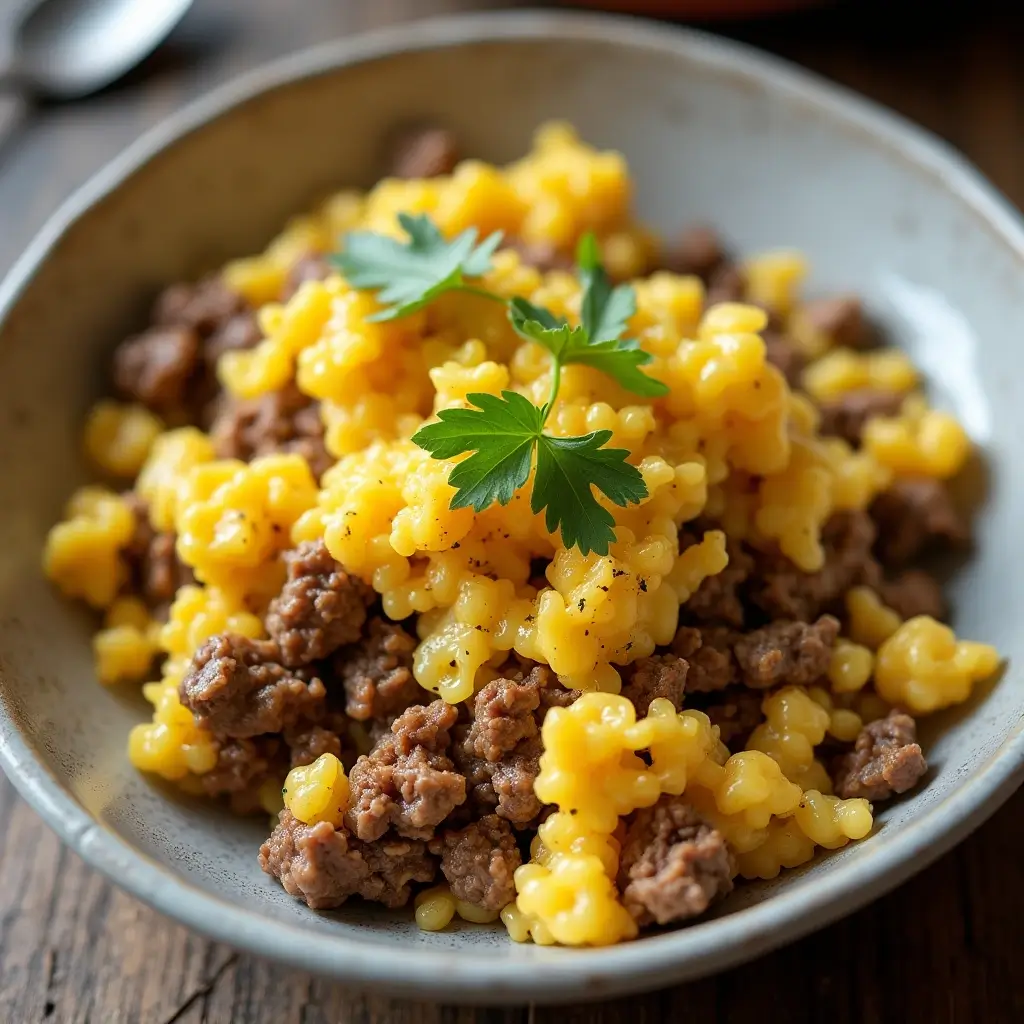 Quick Carnivore Ground Beef & Egg Scramble